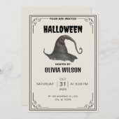 Beige Halloween-feestuitnodiging Kaart (Voorkant / Achterkant)