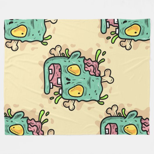 beige halloween zombie fleece deken (Voorkant (Horizontaal))