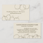 Beige handgemaakte vruchtenschetsbakkerijrecept visitekaartje (Voorkant / Achterkant)