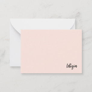 Beige handgeschreven naam Notitiekaarten Notitiekaartje