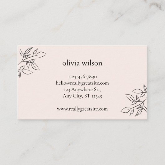 Beige Handwritding Wedding Agent Visitekaartje (Achterkant)