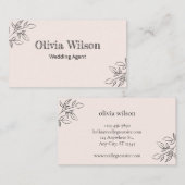 Beige Handwritding Wedding Agent Visitekaartje (Voorkant / Achterkant)
