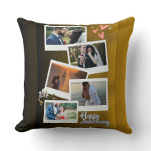 Beige Happy Anniversary Photo Collage