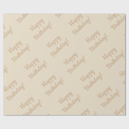 Beige, Happy Birthday. Cadeaupapier (Vlak)