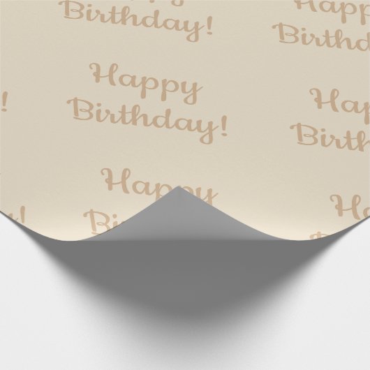 Beige, Happy Birthday. Cadeaupapier (Hoek)