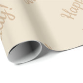 Beige, Happy Birthday. Cadeaupapier (Rol Hoek)