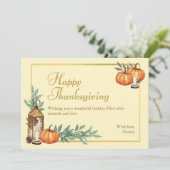 Beige Happy Thanksgiving Feestdagenkaart (Staand voorkant)