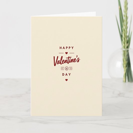 Beige Happy Valentines Day Card Kaart (Voorkant)