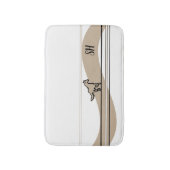 Beige hardloop paard ontwerp en initialen badmat (Voorkant Verticaal)