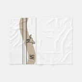 Beige hardloop paard ontwerp en initialen fleece deken (Voorkant (Horizontaal))