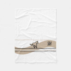 Beige hardloop paard ontwerp en initialen fleece deken