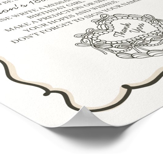 Beige Hart Coquette Cake Verjaardag Tijd Capsule Poster (Hoek)