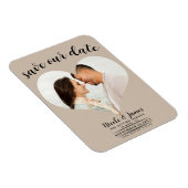 Beige Hart Foto Bruiloft Save the Date Magneet (Rechterzijde)