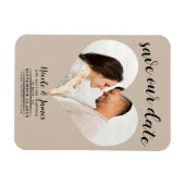 Beige Hart Foto Bruiloft Save the Date Magneet (Horizontaal)