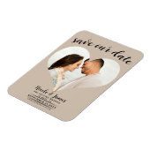 Beige Hart Foto Bruiloft Save the Date Magneet (Linkerzijde)