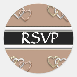 Beige harten van goud trio RSVP bruiloft stickers