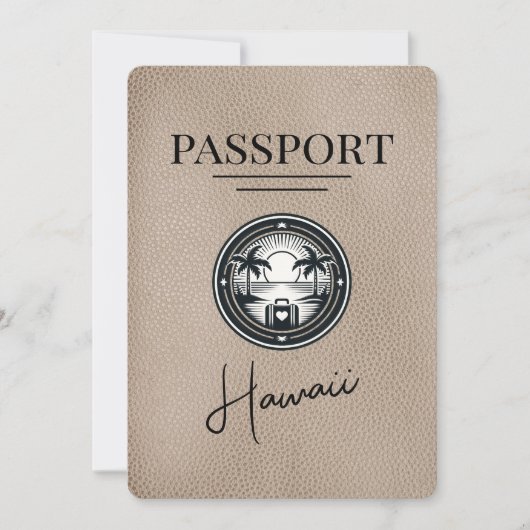 Beige Hawaii Passport Bewaar de datum Save The Date (Voorkant)