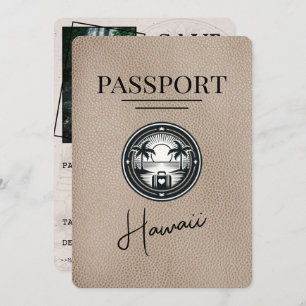 Beige Hawaii Passport Bewaar de datum Save The Date