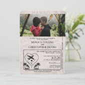 Beige Hawaii Passport bruiloft uitnodiging (Staand voorkant)