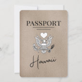 Beige Hawaii Passport bruiloft uitnodiging (Achterkant)