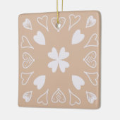 Beige Heart Folk Art Pattern-kerstboom Keramisch Ornament (Links)