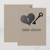 Beige Heart Lock en Key Table Briefkaart (Voorkant / Achterkant)