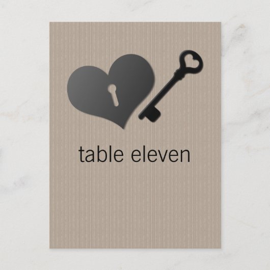 Beige Heart Lock en Key Table Briefkaart (Voorkant)