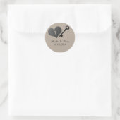 Beige Heart Lock en Key Wedding Stickers (Tas)