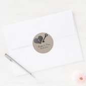 Beige Heart Lock en Key Wedding Stickers (Envelop)