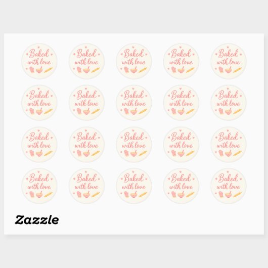 Beige Hearts Baking Thank You Sticker (Vel)