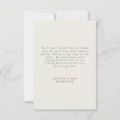 Beige Hedendaagse Boodschap Trouwen Dank u Bedankkaart (Achterkant)