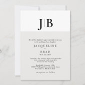 Beige Hedendaagse Monogram Bruiloft Kaart (Voorkant)