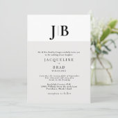 Beige Hedendaagse Monogram Bruiloft Kaart (Staand voorkant)