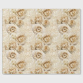 Beige Heirloom Rozen met Damask Cadeaupapier (Vlak)