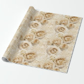 Beige Heirloom Rozen met Damask Cadeaupapier (Uitgerold)