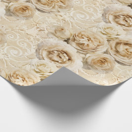 Beige Heirloom Rozen met Damask Cadeaupapier