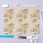  Beige Heirloom-Rozen met Damask Floral Tissuepapier (Craft)