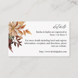 Beige herfst bloemdetails bijgevoegde kaart