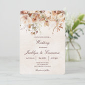 Beige, herfst bloemenbruiloft kaart (Staand voorkant)