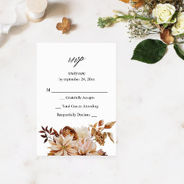 Beige Herfst Bloemige geen maaltijd RSVP VER Kaartje