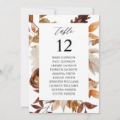 Beige herfst bloemstuk tafelnummer zitplaatskaart (Achterkant)