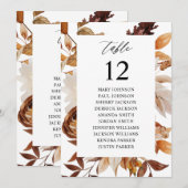 Beige herfst bloemstuk tafelnummer zitplaatskaart (Voorkant / Achterkant)