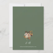 Beige Herfst Floral 2 Wedding - Green Kaart (Achterkant)