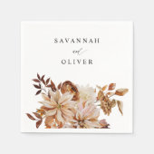 Beige Herfst Floral Name Napkins Servet (Voorkant)