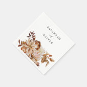 Beige Herfst Floral Name Napkins Servet (Hoek)