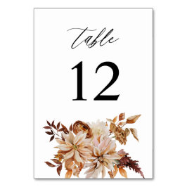 Beige Herfst Floral Table Number Kaart