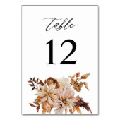 Beige Herfst Floral Table Number Kaart (Voorkant)