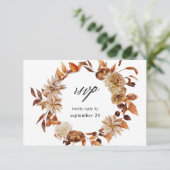 Beige Herfst Floral w Meal RSVP (Staand voorkant)