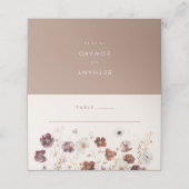 Beige Herfst Floral Wedding Plaatskaartje (Buitenkant ongevouwen)