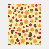 Beige Herfst Pumpkin Berries Chestnut Pattern Fleece Deken (Voorkant)